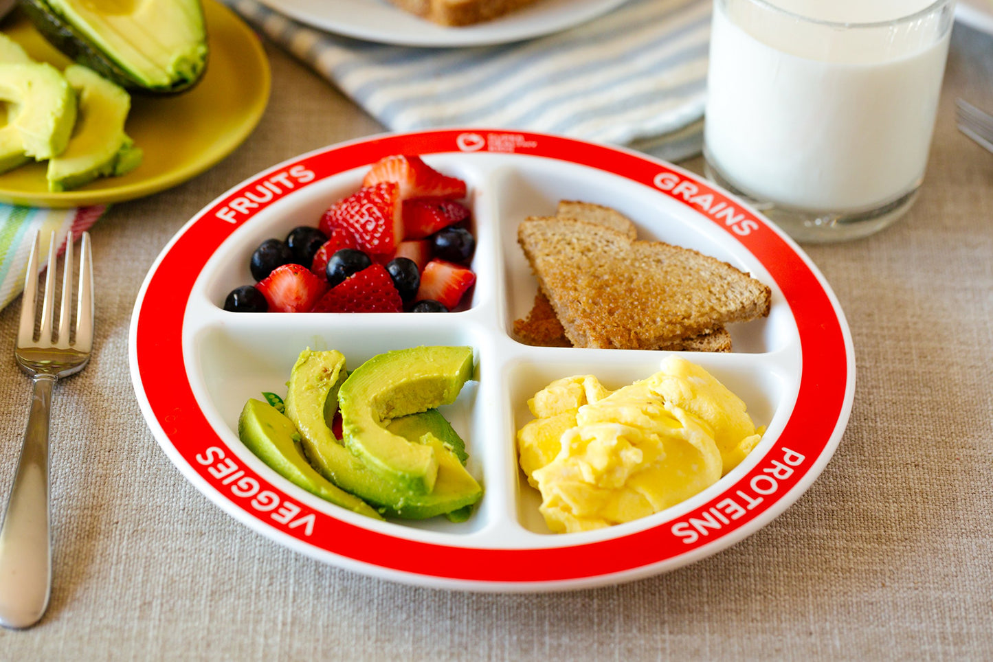 Health Beet Choose Myplate Portion Plate For Kids, (4 Pack) Toddlers - Kids Nutrition Plates With Dividers From