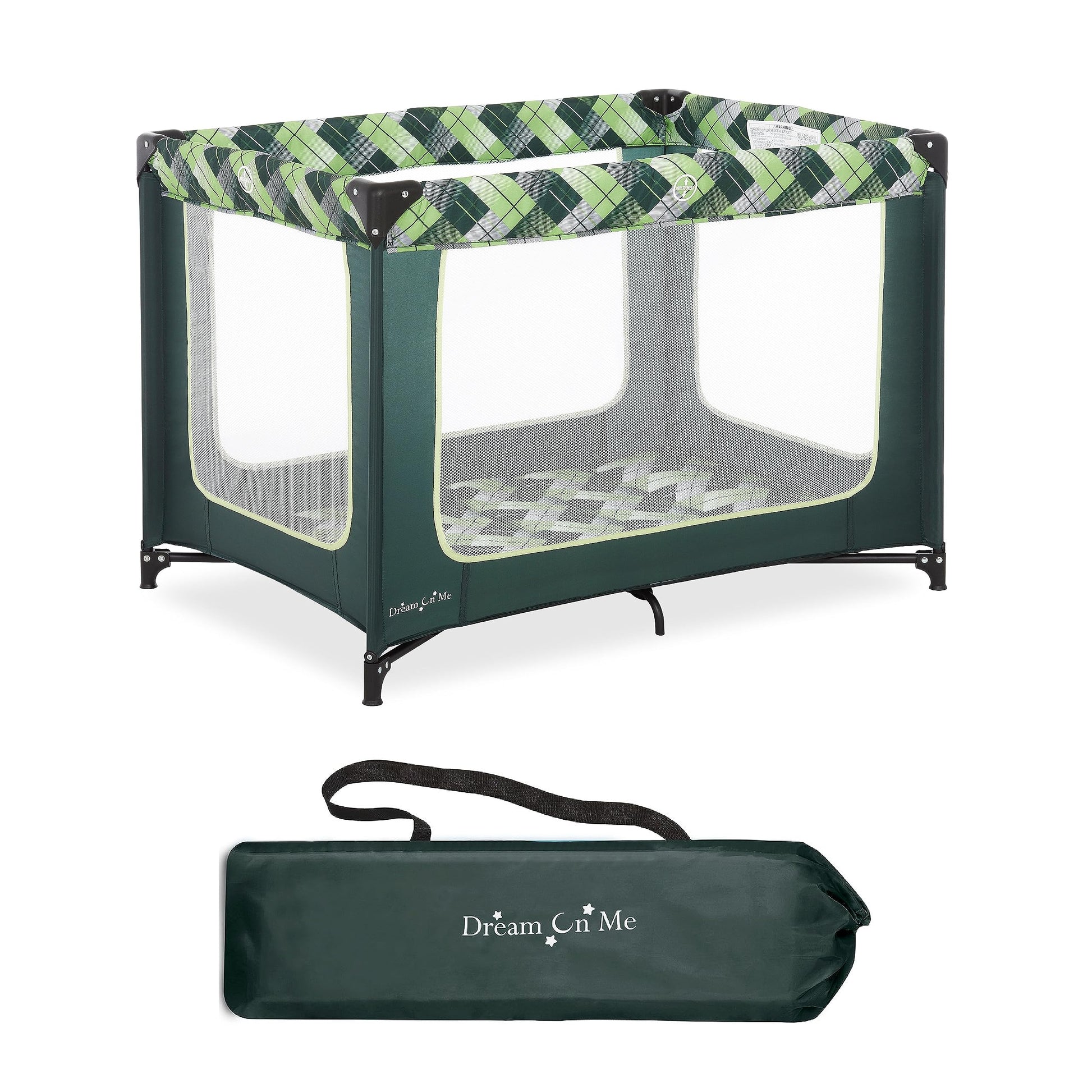 Dream On Me Zoom Portable Playard in Green, Lightweight, Packable and Easy Setup Baby Playard, Breathable Mesh Sides and Soft Fa