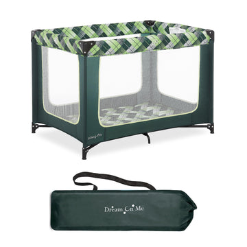 Dream On Me Zoom Portable Playard in Green, Lightweight, Packable and Easy Setup Baby Playard, Breathable Mesh Sides and Soft Fa