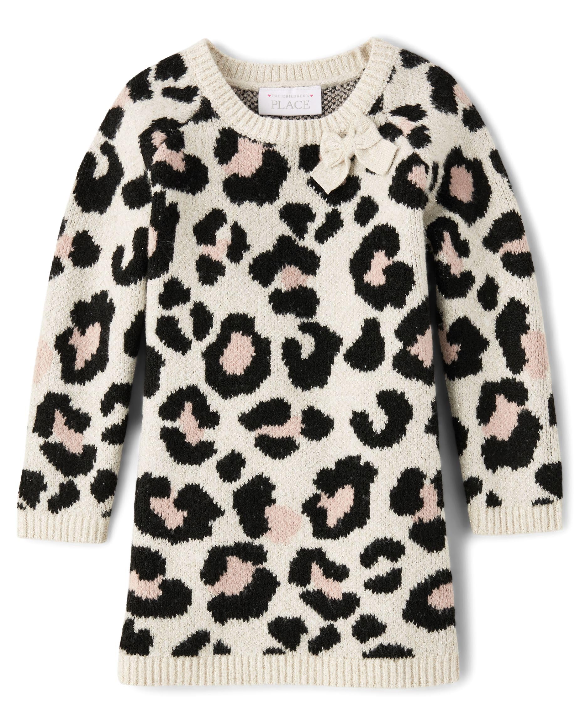 The Children'S Place,Baby-Girls,And Toddler Long Sleeve Sweater Dress,Leopard,12 Months,18 Months