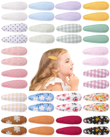 Doboi 40Pcs Toddler Hair Clips Hair Barrettes Baby Girl Hair Bows Clips Floral Print Non Slip Snap Hairpins Flower Clips For Hai
