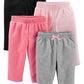 Simple Joys By Carter'S Baby Girls' 4-Pack Fleece Pants, Pink/Black/Grey Heather, Preemie