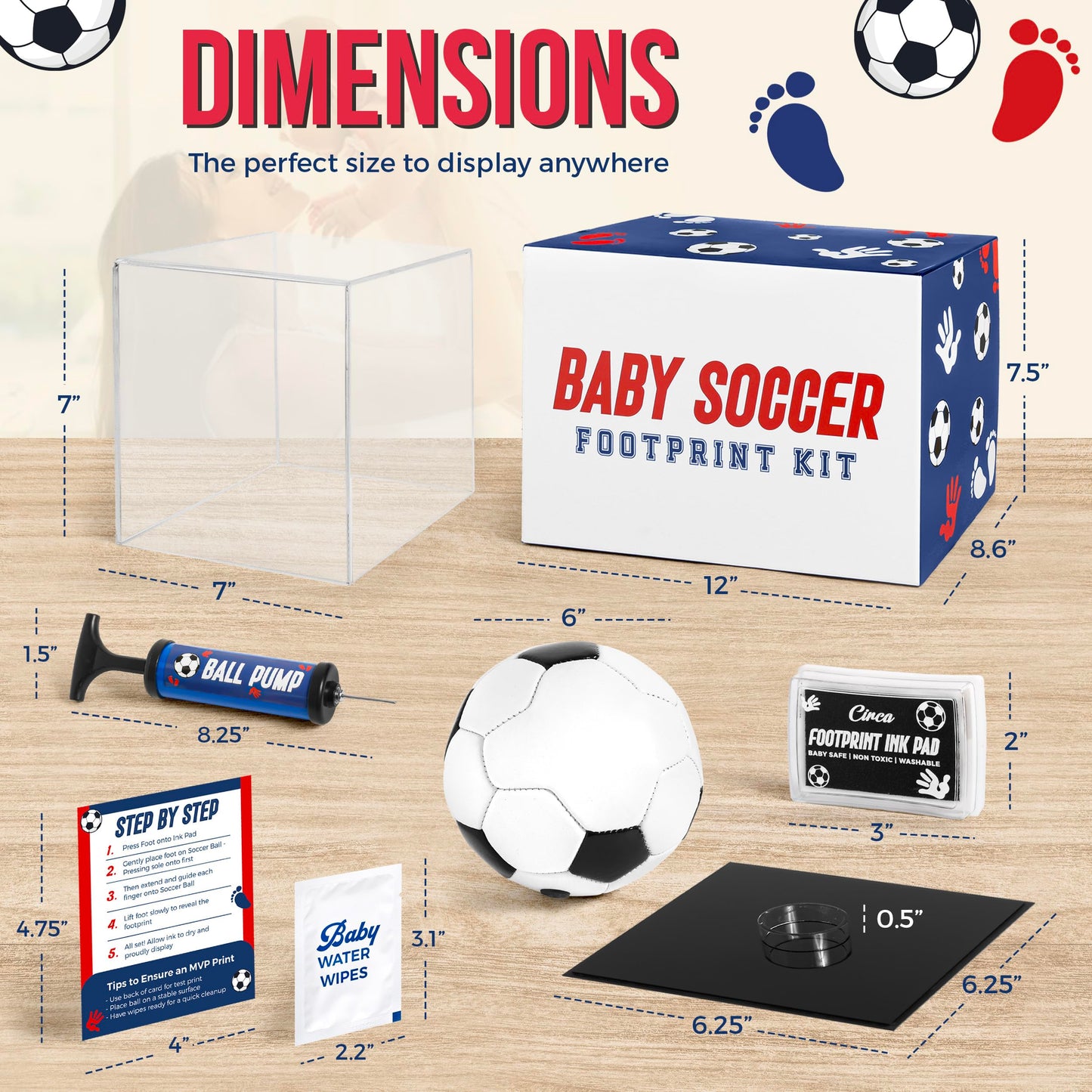 Circa Print Baby Soccer Ball Handprint Kit, Ink Pad For Baby Hand And Footprints - Unique Baby Keepsake For Dads, Baby Shower Pr