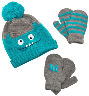 Simple Joys By Carter'S Baby Hat And Mitten Set, Monster/Stripe, 12-24 Months