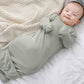 O2 Baby Baby Organic Cotton Kimono Gown With Mitten Cuffs And Fold-Over Pouch, Unisex Long Sleeve Infant Sleeper Sleeping Bag(3-