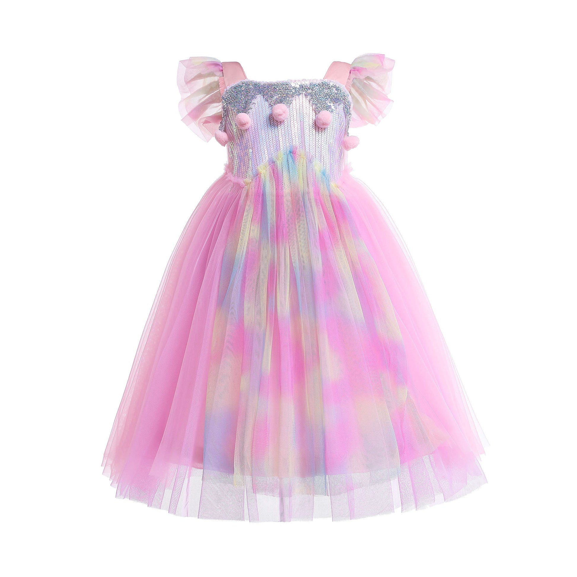 Dressy Daisy Girls Unicorn Birthday Party Rainbow Princess Costume Pageant Fancy Tulle Dress Size 4-5