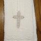 Baby Baptism Towel With Cross Embroidery And Lace