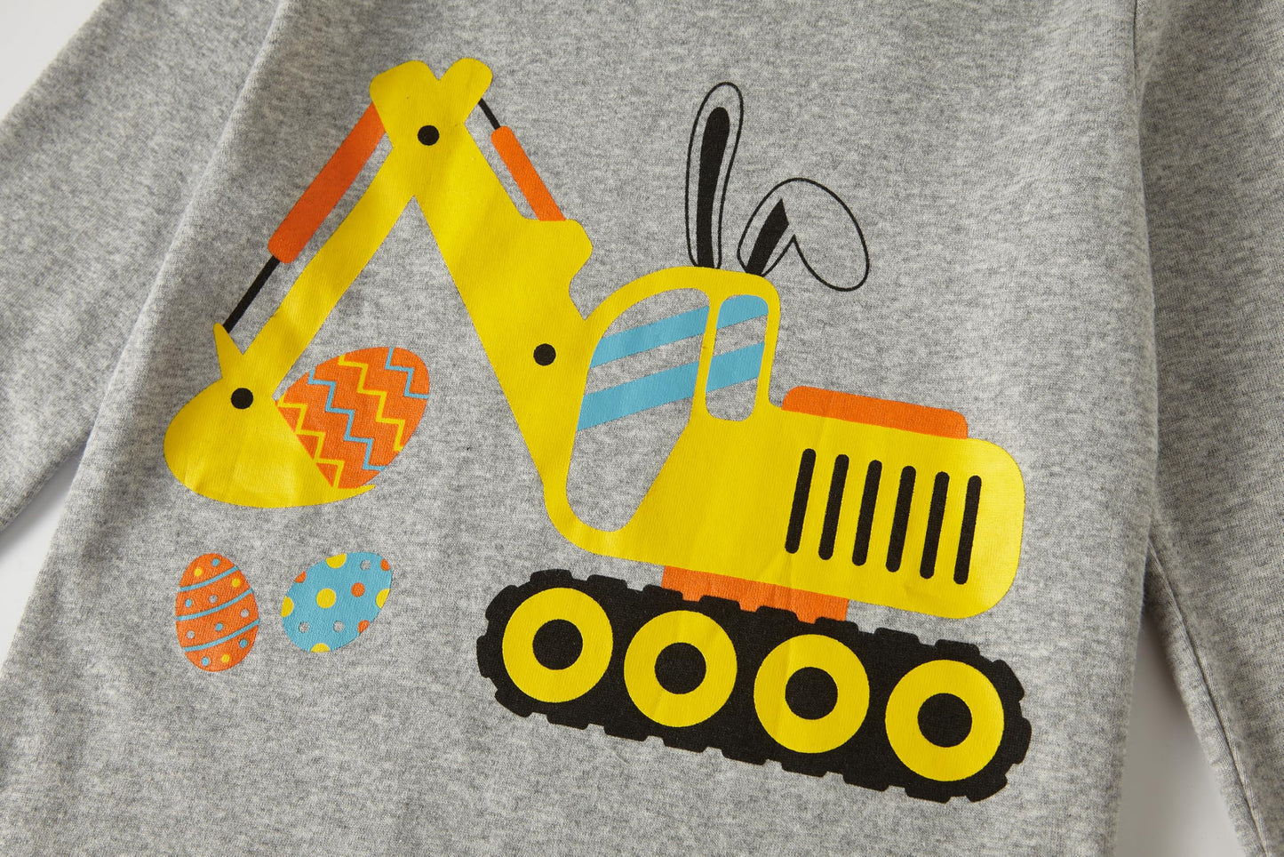 Popshion Boy Easter Outfit Long Sleeve Cotton Excavator Pjs Toddler 2 Piece Summer Clothes Set Kids Easter Pajamas 3T