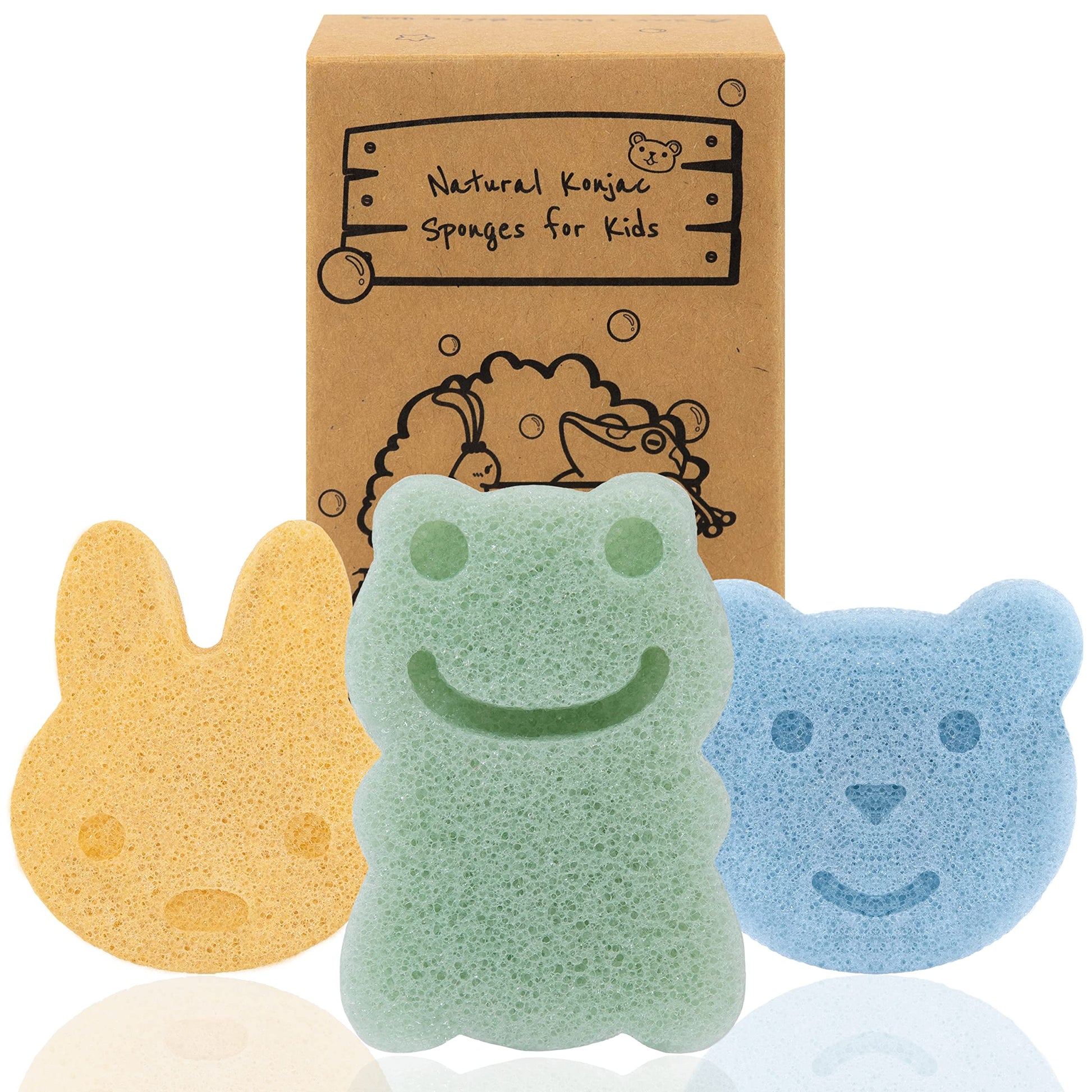Myhomebody Konjac Baby Sponge For Bathing, Cute Shapes Natural Kids Bath Sponges For Infants, Toddler Bath Time, Natural And Saf