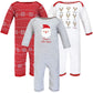Hudson Baby Unisex Baby Cotton Coveralls Santa Reindeer, 6-9 Months