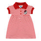 College Baby Striped Game Day Polo Dress With Bloomer - Georgia Bulldogs Bulldog Head Logo - Red/White - 0-3 Months