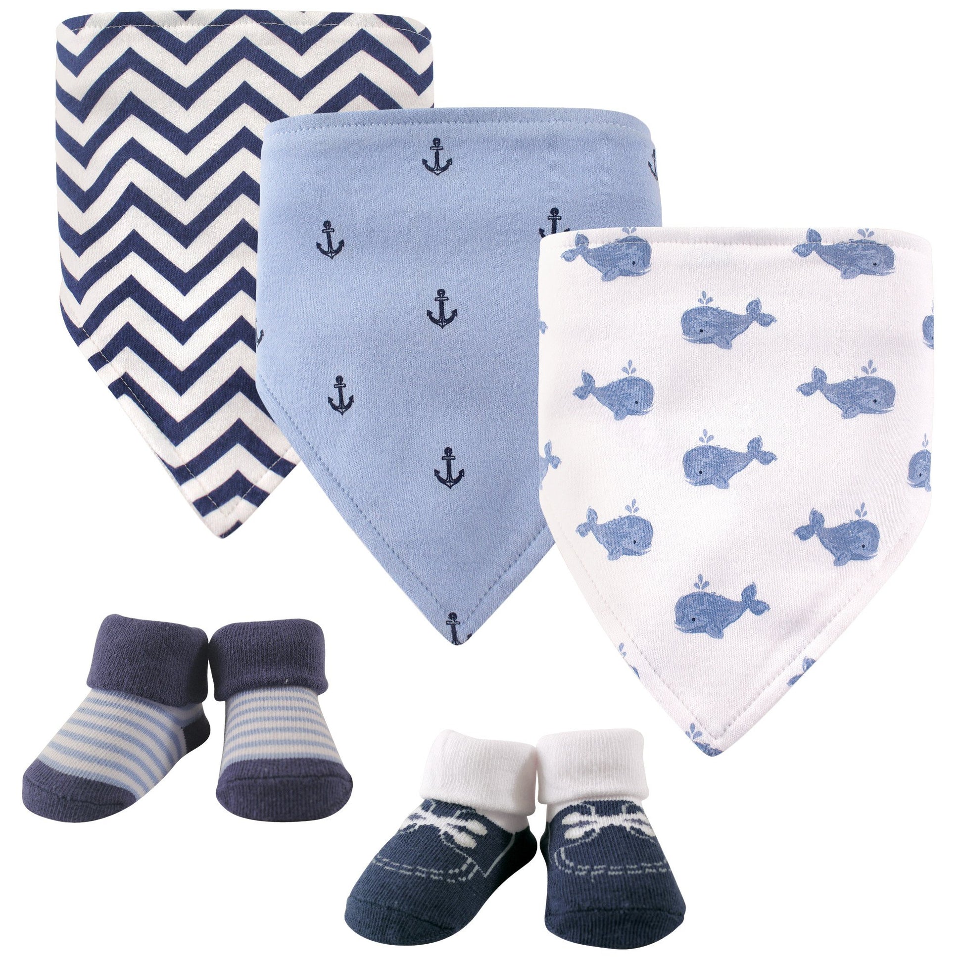 Hudson Baby Unisex Baby Cotton Bib And Sock Set, Whale, One Size
