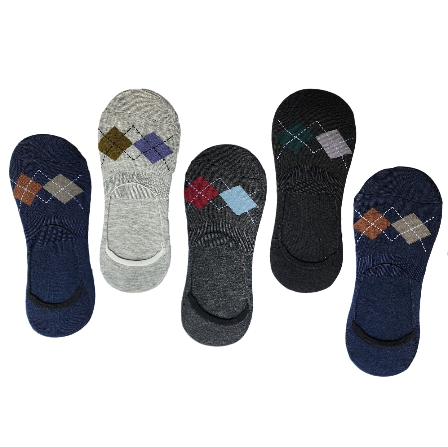Queery Men Cotton No Show Invisible Loafer Socks Pack Of 5 D1