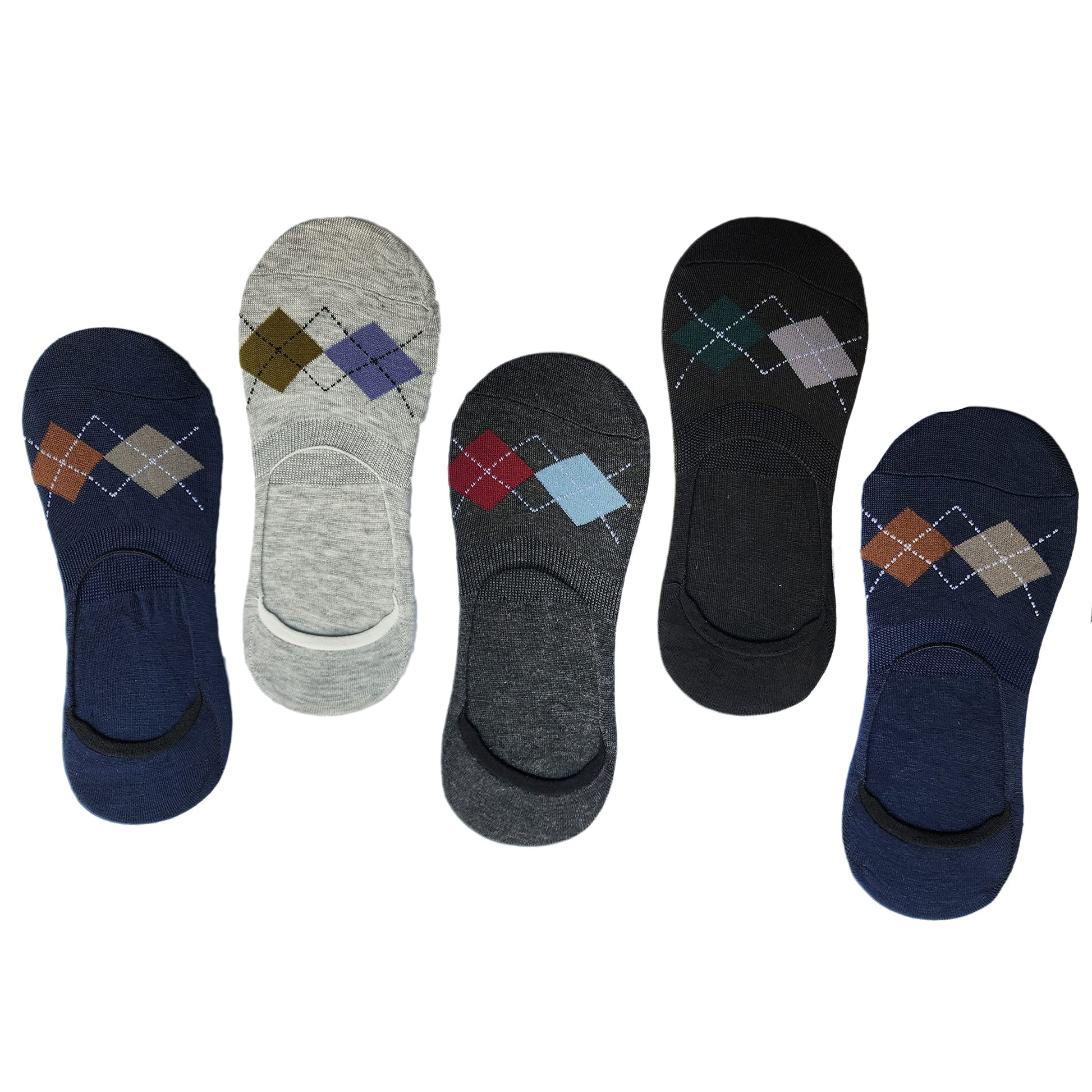 Queery Men Cotton No Show Invisible Loafer Socks Pack Of 5 D1
