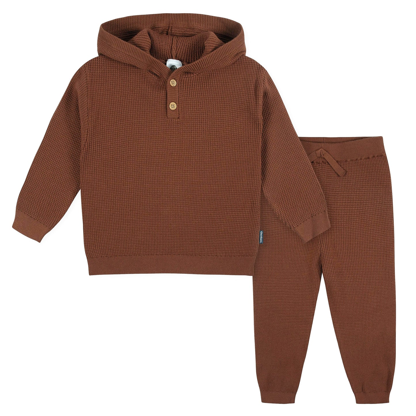 Gerber Baby Boys Toddler Sweater Knit Hooded Top And Pant Set, Red, 12 Months