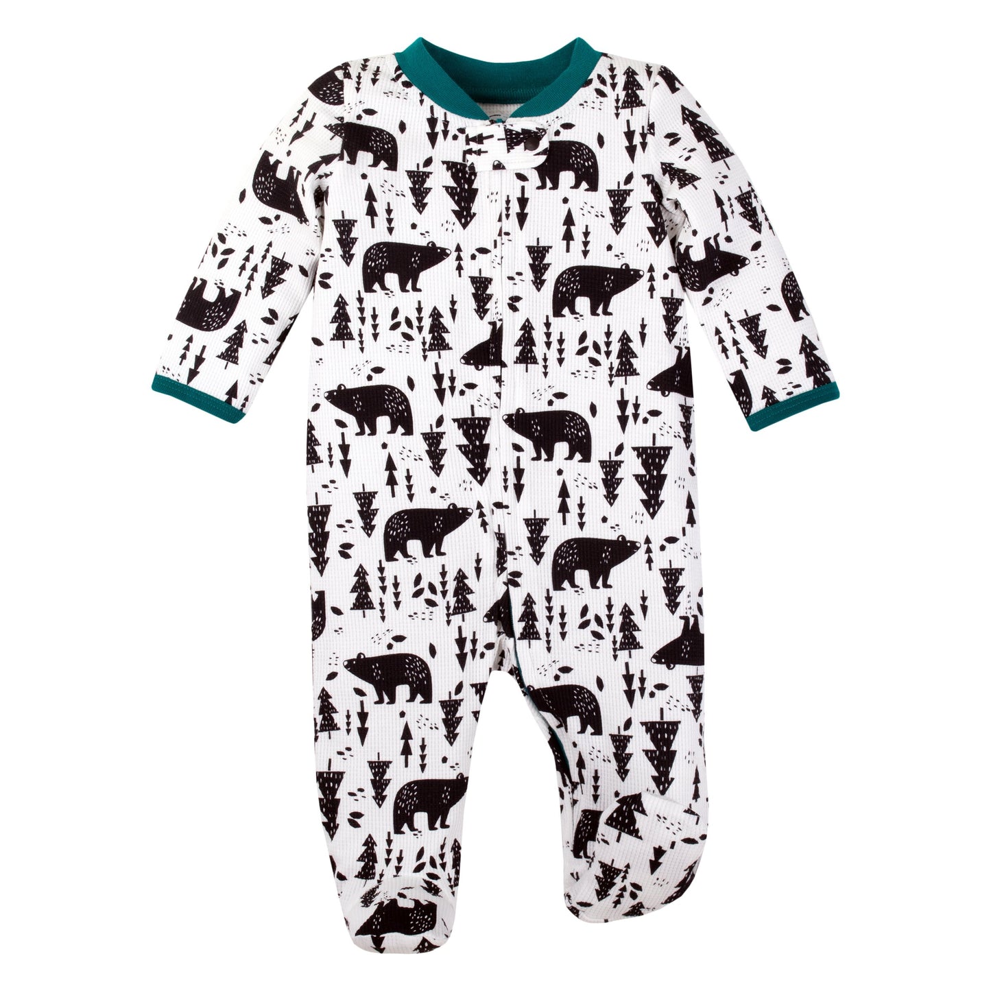 Lamaze Organic Baby Baby Boys Footed Sleeper, Sleep N Play, Black Bears And Trees, 9M
