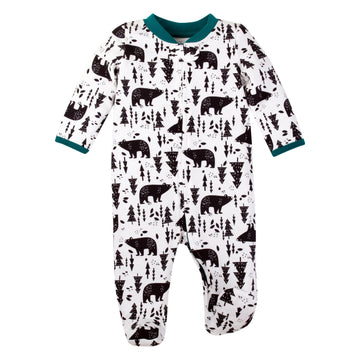 Lamaze Organic Baby Baby Boys Footed Sleeper, Sleep N Play, Black Bears And Trees, 9M
