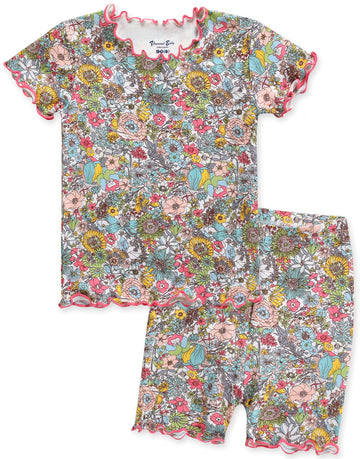 Vaenait Baby Short Sleeve Summer Sleepwear Pajamas 2Pcs Set Shirring Floral-Short M