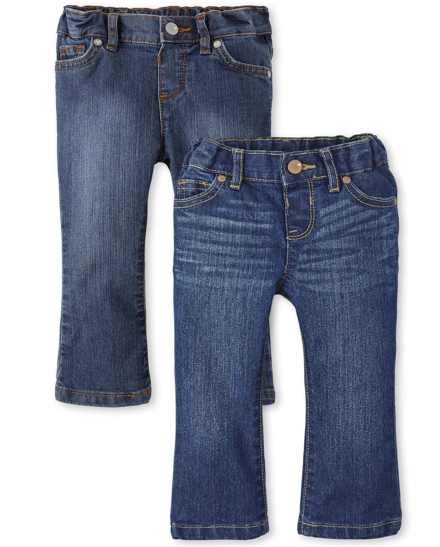 The Children'S Place,Baby-Girls,And Toddler Girls Basic Bootcut Jeans,Indigo Stone/Victory Blue Wash 2 Pack,9-12 Months