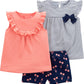 Simple Joys By Carter'S Toddler Girls' 3-Piece Playwear Set, Navy Stripe/Cherry/Peach, 5T
