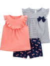 Simple Joys By Carter'S Toddler Girls' 3-Piece Playwear Set, Navy Stripe/Cherry/Peach, 5T