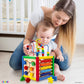 Wooden Activity Play Cube 6 in-1 for Baby with Removable Bead Maze, Shape Sorter, Abacus Counting Beads & Numbers, Sliding Shape