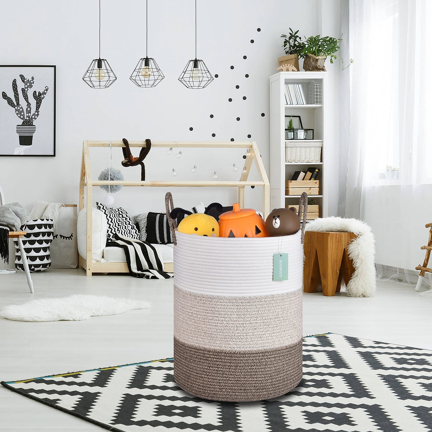 Bosroty Large Blanket Basket, Tall Laundry Basket 65L, Nursery Hamper, Laundry Hamper, Clothes Basket Laundry, Large Storage Bas