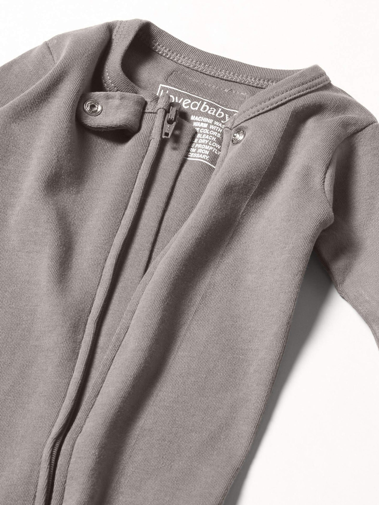 L'Ovedbaby Baby Girls Organic Zipper One-Piece Footies, Gray, 9-12 Months Us