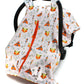 Dear Baby Gear Car Seat Canopy, Fox And Teepees, Orange Minky