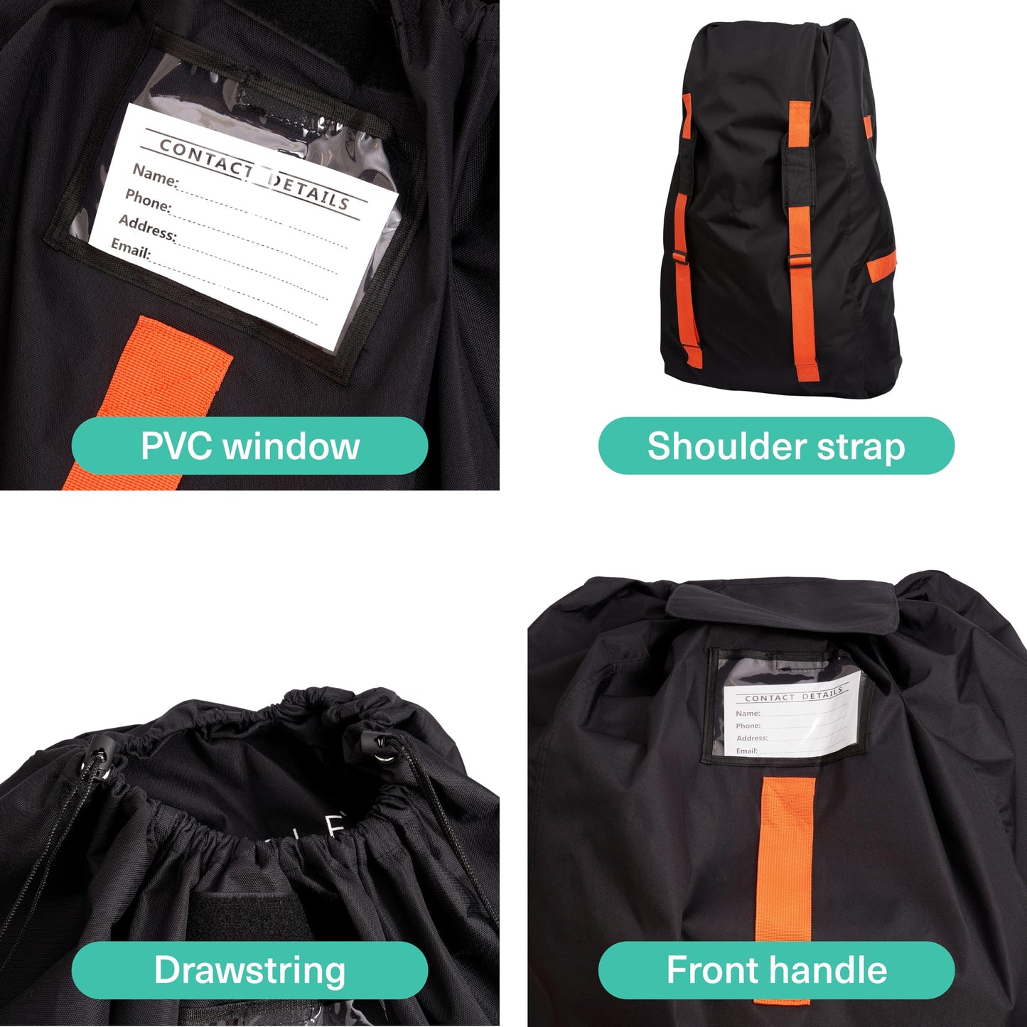 Bramble Pushchair/Pram Travel Bag For Airplane (Black) - Stroller And Buggy Cover Transport Bag 120 X 60Cm