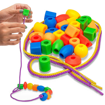 Skoolzy 30 Pcs Lacing Beads | Motor Skills Toys for Toddlers 3-5 | Lacing Toy or fine Motor Skills Toys for 3-4 Year Old | Toddl