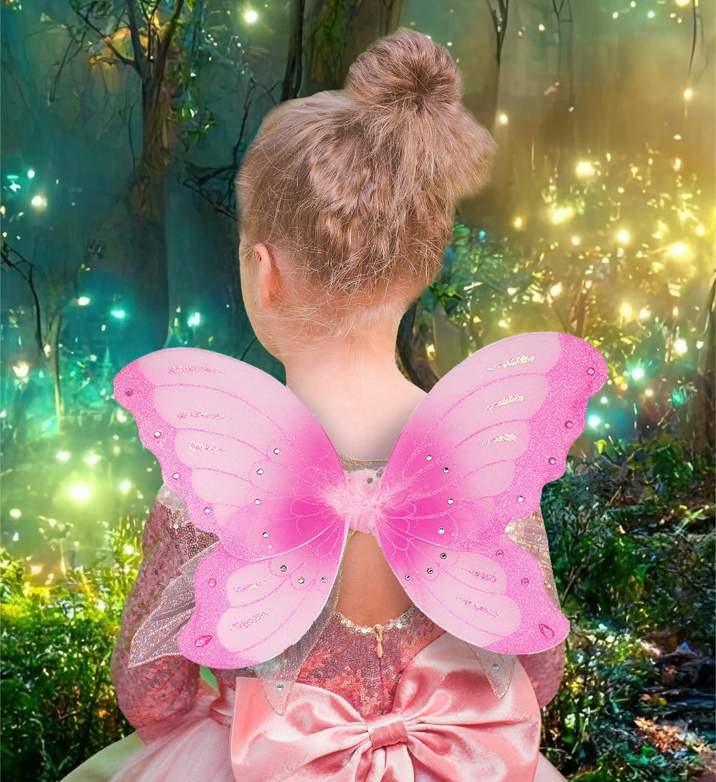Mozlly Butterfly Wings - 2 Layer Butterfly Fairy Wings Costume For Kids, Halloween Butterfly Wings Costume Accessory, Cute Fairy
