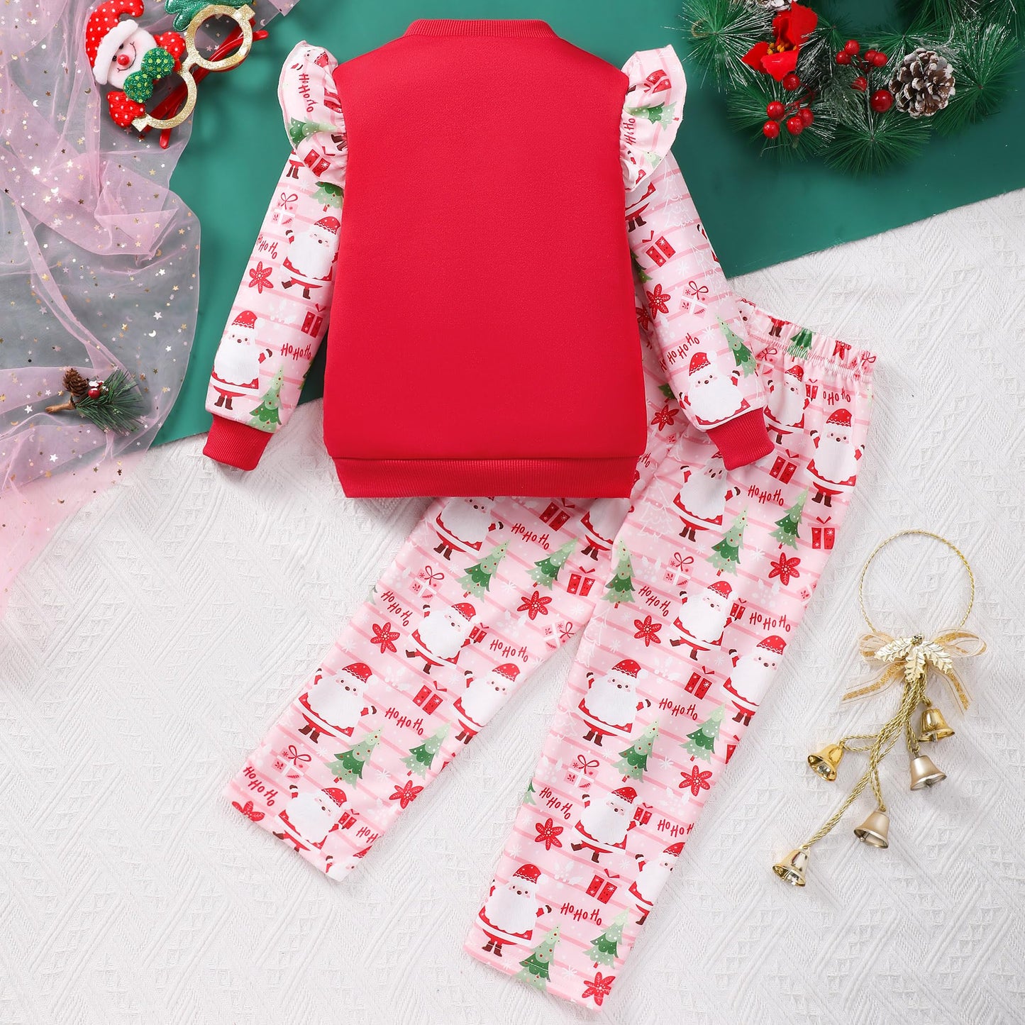Retsugo Toddler Girls Christmas Outfits 2 Piece Xmas Long Sleeve Snowman Sweatshirt Santa Claus Legging Sets Pant Set Kids Holid