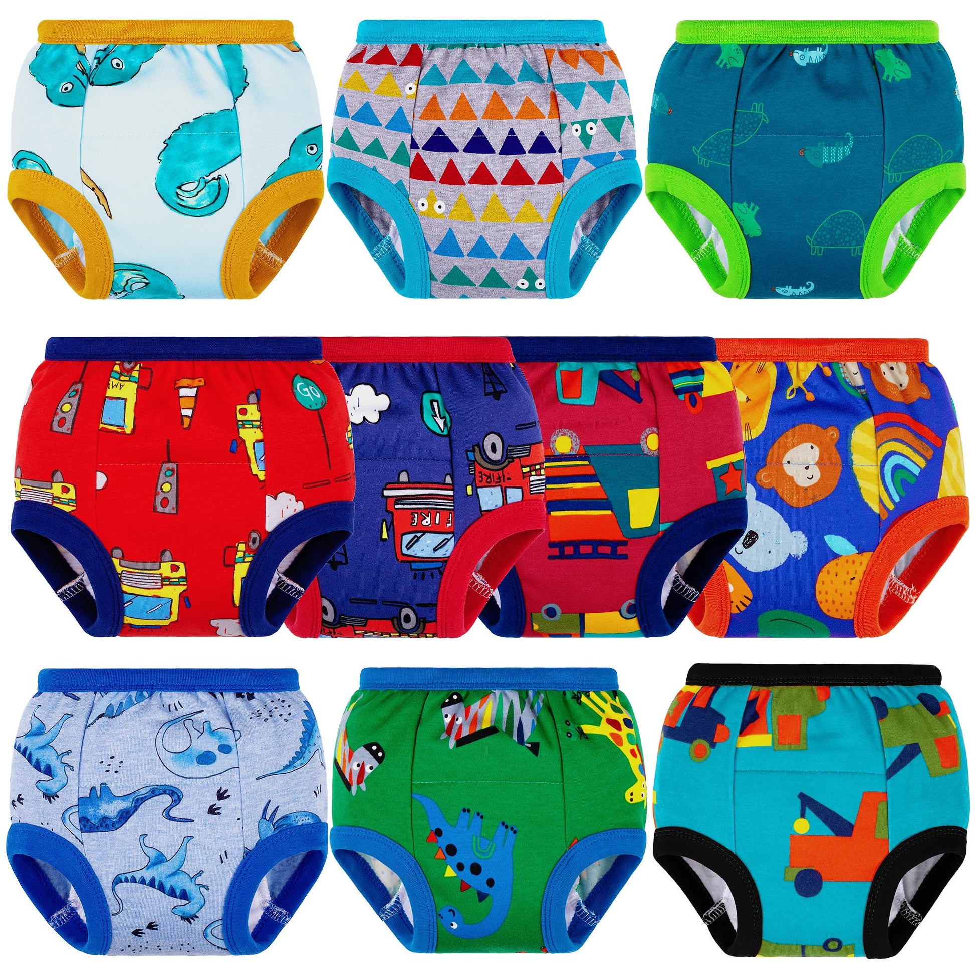 Big Elephant 10 Packs Baby Girls' And Boys' Potty Training Pants, 100% Cotton Absorbent Training Underwear For Toddler, 5-6Y