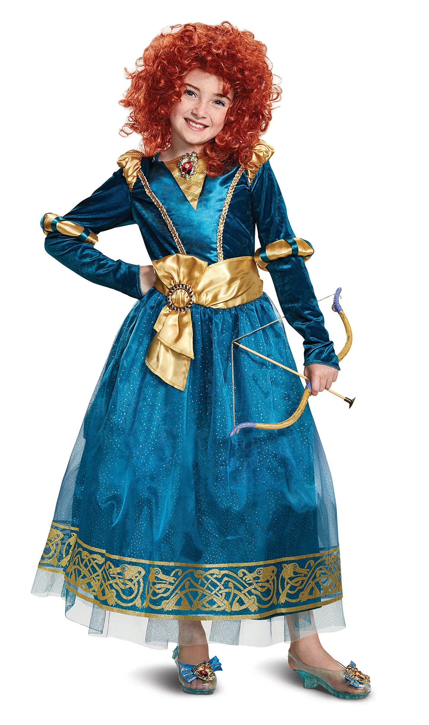 Disguise Disney Princess Merida Brave Deluxe Girls' Costume Green, X-Small/(3T-4T)