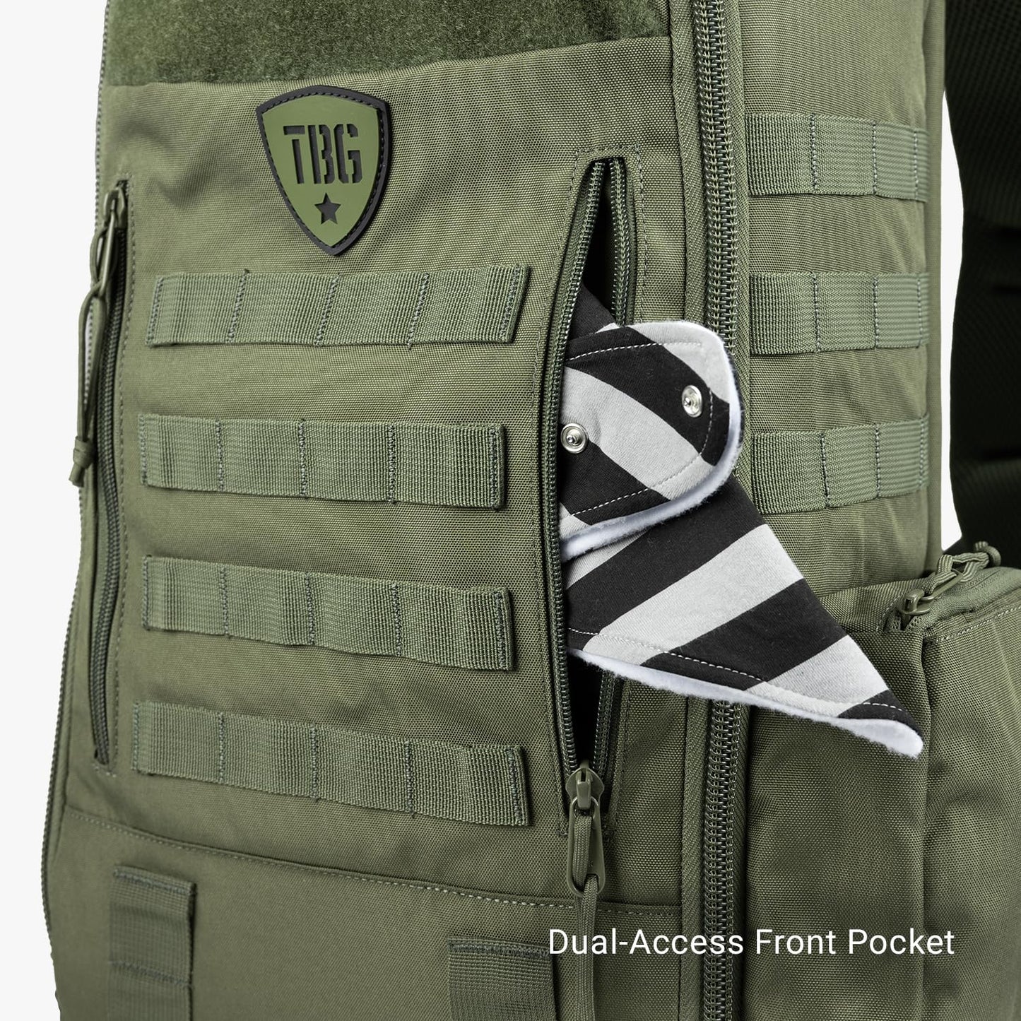 Tbg - Mens Tactical Diaper Bag Backpack W/Built-In Changing Mat, Stroller Strap (Ranger Green 4Th Gen)