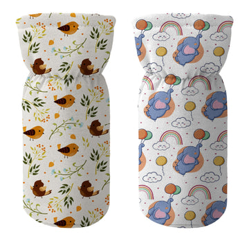 Novo Baby Soft Plush Baby Bottle Feeding Cover Tote Bag Carrier Bag Bottle Cover With Strap Pack Of 2 (Vally)