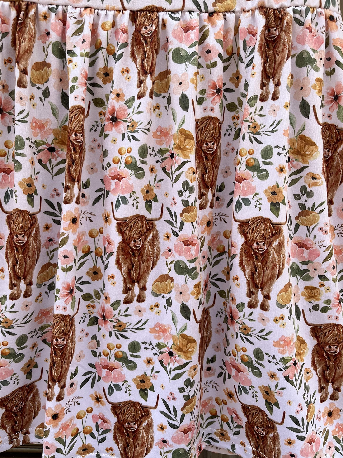 Nebljgo Infant Baby Girls Highland Cow Flutter Sleeve Pearl Cow Children Girl Spring Summer Kids Dress (7-8T) White