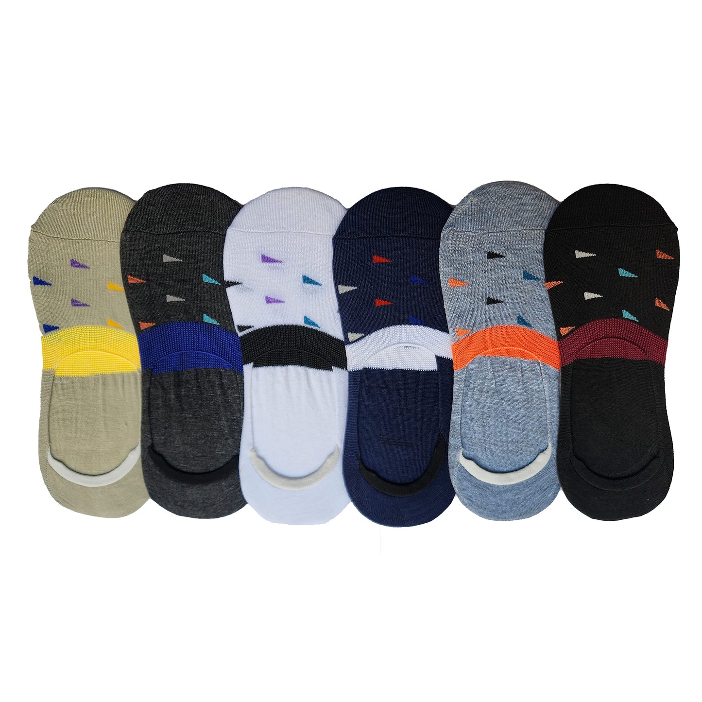 Queery Men Cotton No Show Invisible Loafer Socks Pack Of 6 D4