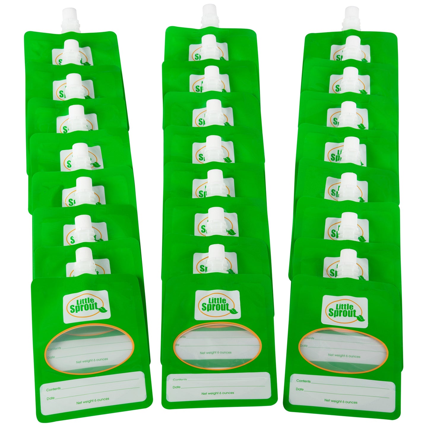 Disposable 6oz Baby Food Storage Pouch Containers, 24 Pk- Write What You Want Squeezable Pouches- Make Homemade Organic Food for