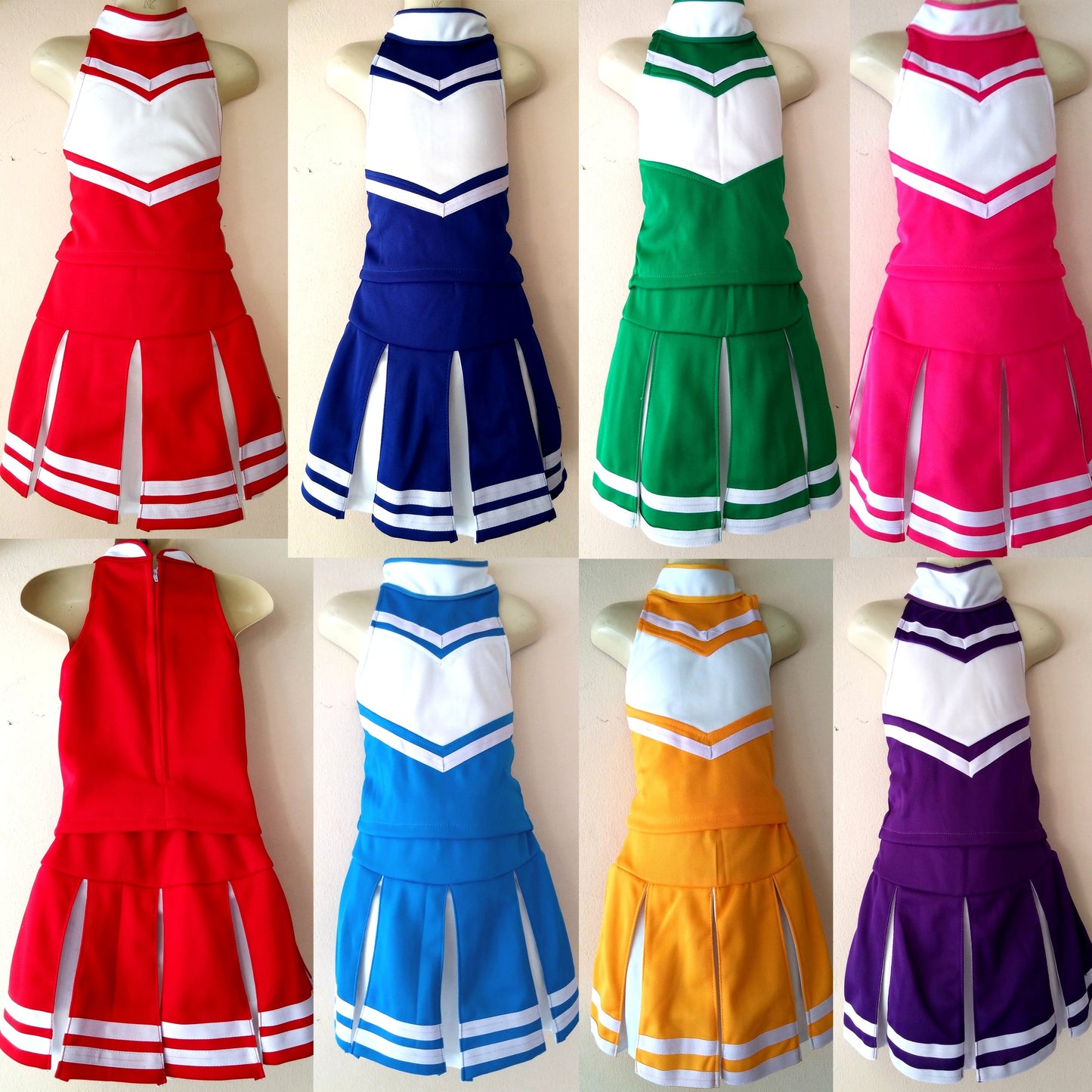 Total 2550 Little Girls' Cheerleader Cheerleading Outfit Uniform Costume Cosplay Blue/White (L / 8-10)