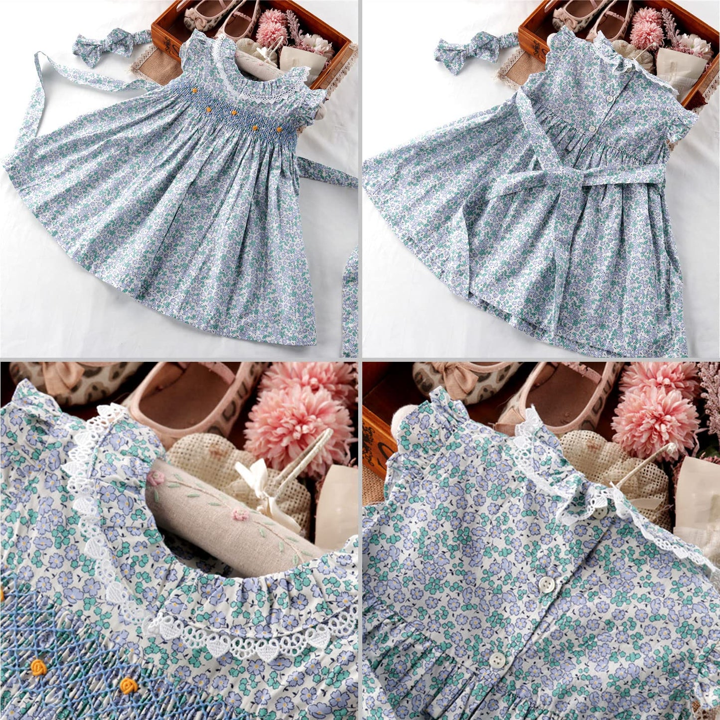 Simplee Kids Baby Blue Dress Toddler Ruffled Dress Little Girls Casual Dress Playwear Sundress For Spring Summer 6T