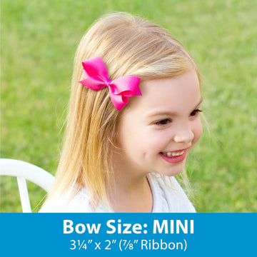 Wee Ones Girls' Mini Bow 3 Pc Set Solid Grosgrain Variety Pack On A Weestay No-Slip Hair Clip - Light Pink, Red, And White