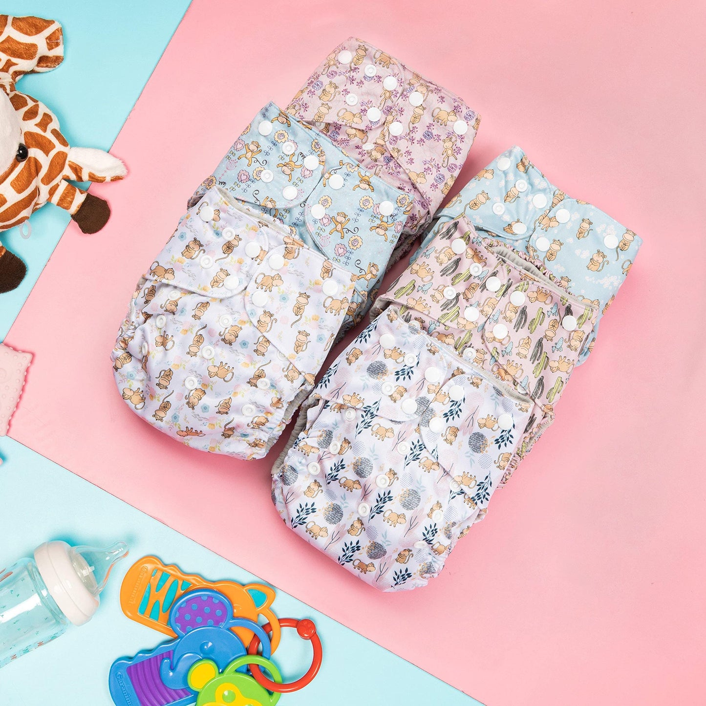 Simple Being Reusable Cloth Diapers, Double Gusset, One Size Adjustable, Washable Soft Absorbent, Waterproof Cover, Eco-Friendly