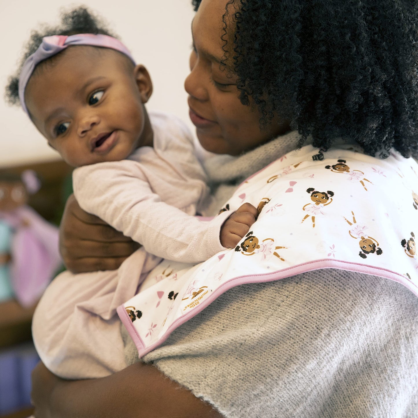 Little Muffincakes Burp Cloths 3 Pack Soft Knitted Jersey, Ballerina Theme (Zhara) Newborn & Up, Pink