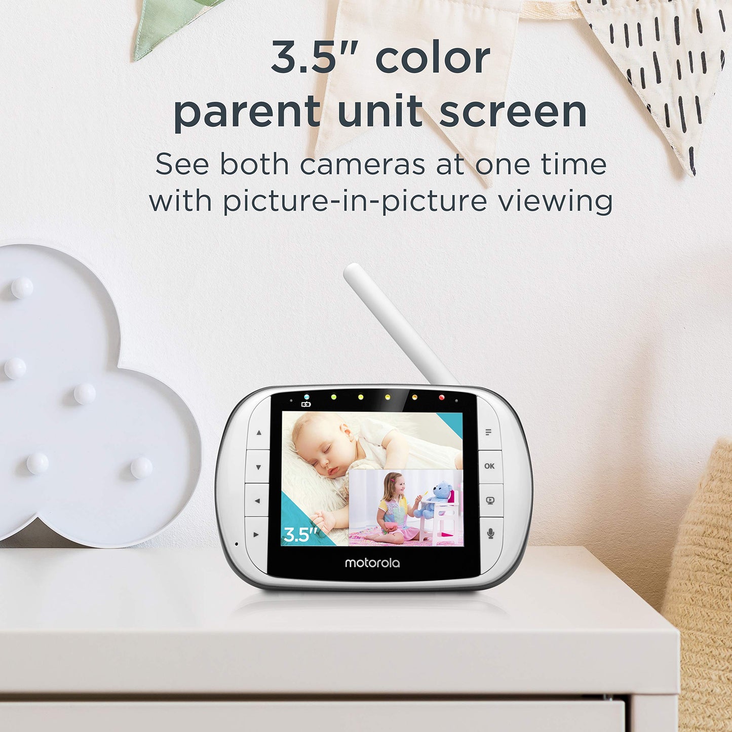Motorola Mbp36S-2 Video Baby Monitor -Two Cameras, 3.5' Lcd Color Screen Display, 2-Way Audio -Remote Pan, Tilt, Zoom, Infrared