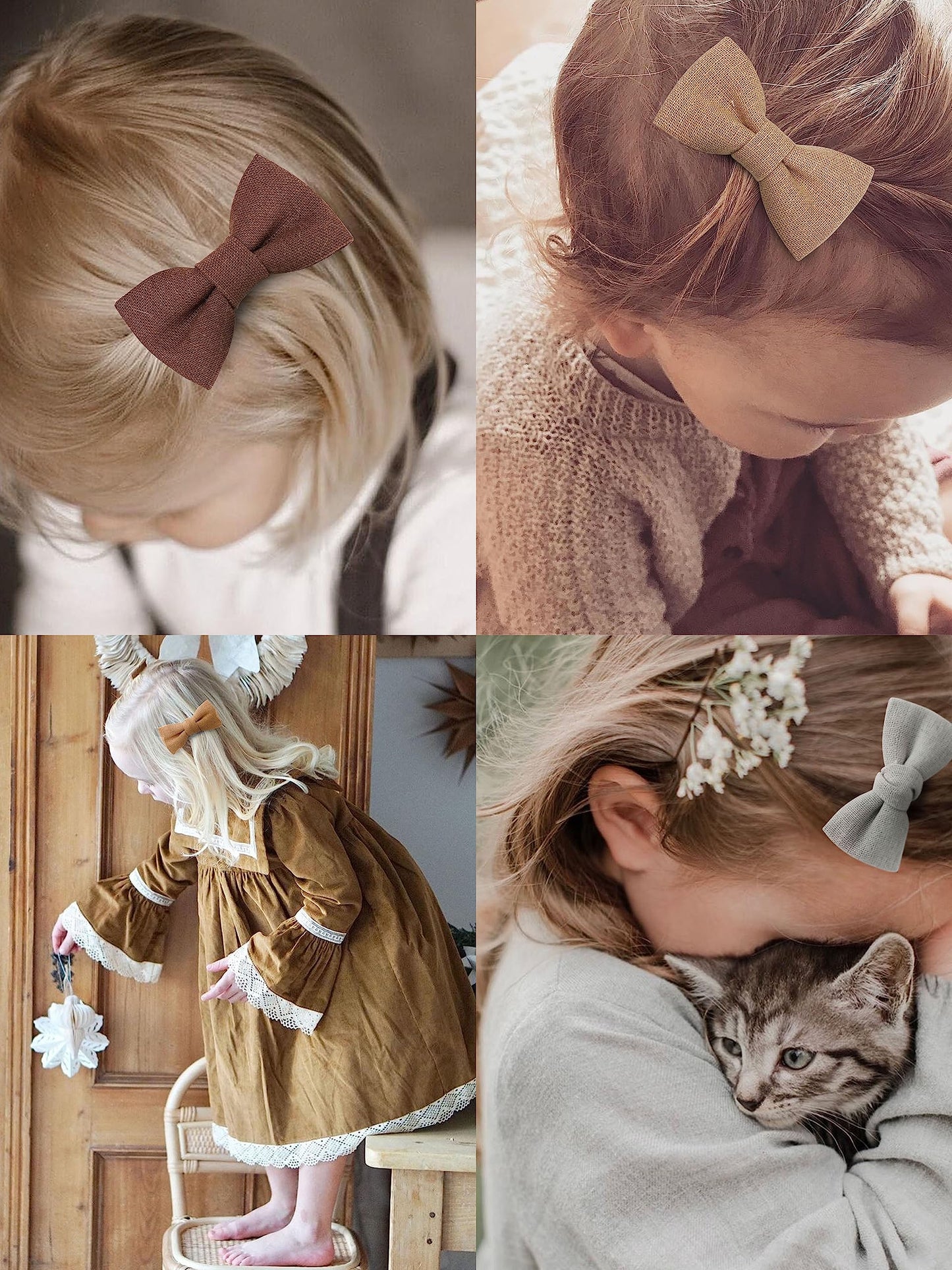 Fancy Clouds Baby Hair Clips With Baby Girl Bows,20Pc Boutique Handmade Fully Lined Hair Barrettes Hair Accessories For All Age