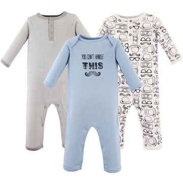 Hudson Baby Unisex Baby Cotton Coveralls, Mustache, 6-9 Months