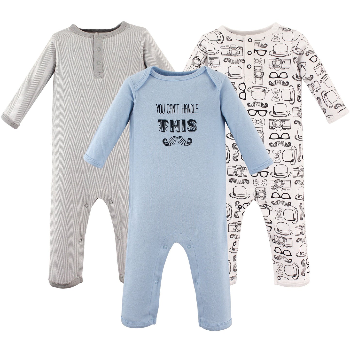 Hudson Baby Unisex Baby Cotton Coveralls, Mustache, 18-24 Months