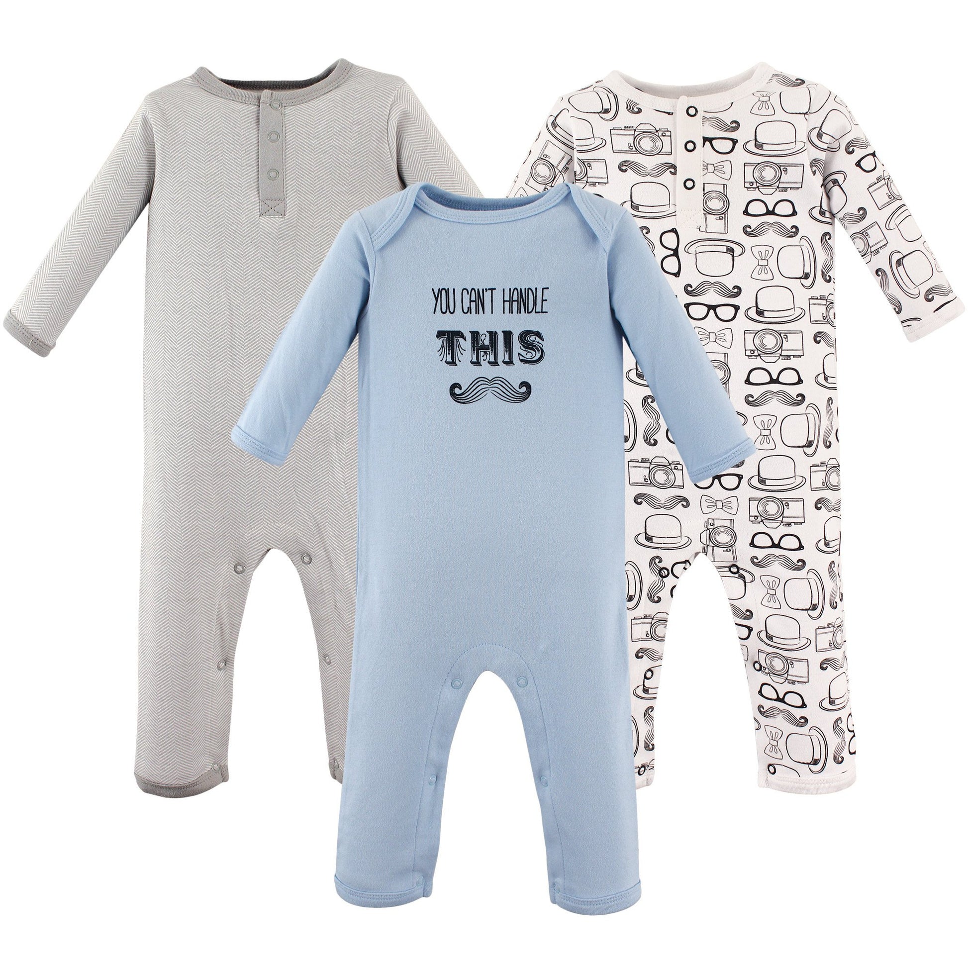 Hudson Baby Unisex Baby Cotton Coveralls, Mustache, 18-24 Months